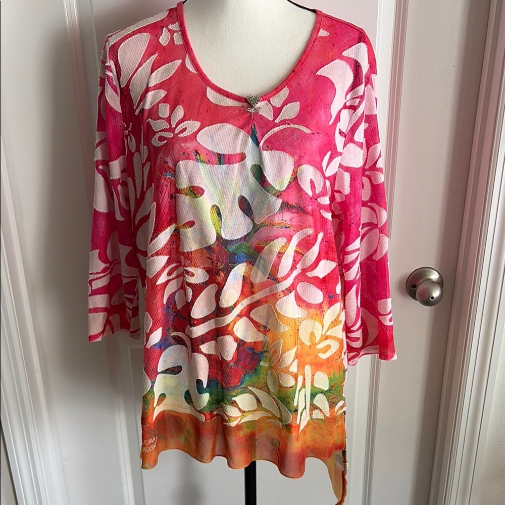 Leoma Lovegrove Women's Pink Floral Print Tunic Top